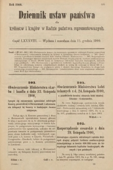 Dziennik Ustaw Państwa dla Królestw i Krajów w Radzie Państwa Reprezentowanych. 1900, cz. 88