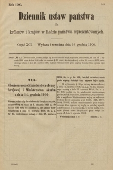 Dziennik Ustaw Państwa dla Królestw i Krajów w Radzie Państwa Reprezentowanych. 1900, cz. 91