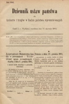 Dziennik Ustaw Państwa dla Królestw i Krajów w Radzie Państwa Reprezentowanych. 1902, cz. 1