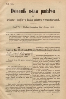Dziennik Ustaw Państwa dla Królestw i Krajów w Radzie Państwa Reprezentowanych. 1902, cz. 6