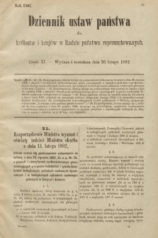 Dziennik Ustaw Państwa dla Królestw i Krajów w Radzie Państwa Reprezentowanych. 1902, cz. 11