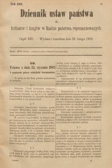 Dziennik Ustaw Państwa dla Królestw i Krajów w Radzie Państwa Reprezentowanych. 1902, cz. 13