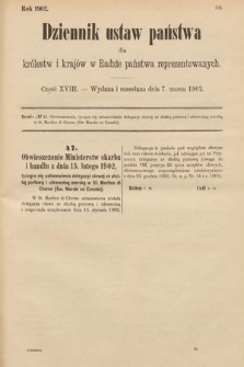 Dziennik Ustaw Państwa dla Królestw i Krajów w Radzie Państwa Reprezentowanych. 1902, cz. 18