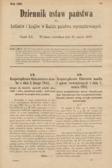 Dziennik Ustaw Państwa dla Królestw i Krajów w Radzie Państwa Reprezentowanych. 1902, cz. 20