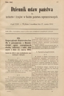 Dziennik Ustaw Państwa dla Królestw i Krajów w Radzie Państwa Reprezentowanych. 1902, cz. 21