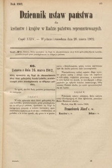 Dziennik Ustaw Państwa dla Królestw i Krajów w Radzie Państwa Reprezentowanych. 1902, cz. 24