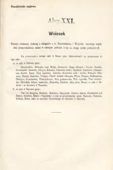 [Kadencja III, sesja VI, al. 21] Alegata do Sprawozdań Stenograficznych z Szóstej Sesyi Trzeciego Peryodu Sejmu Krajowego Królestwa Galicyi i Lodomeryi Wraz z Wielkiem Księstwem Krakowskiem z roku 1875. Alegat 21