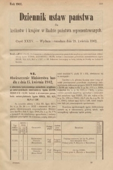 Dziennik Ustaw Państwa dla Królestw i Krajów w Radzie Państwa Reprezentowanych. 1902, cz. 35