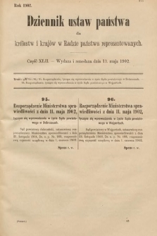 Dziennik Ustaw Państwa dla Królestw i Krajów w Radzie Państwa Reprezentowanych. 1902, cz. 42
