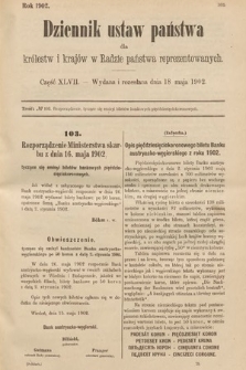Dziennik Ustaw Państwa dla Królestw i Krajów w Radzie Państwa Reprezentowanych. 1902, cz. 47