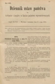 Dziennik Ustaw Państwa dla Królestw i Krajów w Radzie Państwa Reprezentowanych. 1902, cz. 48