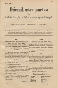 Dziennik Ustaw Państwa dla Królestw i Krajów w Radzie Państwa Reprezentowanych. 1902, cz. 50