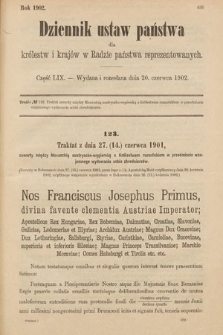 Dziennik Ustaw Państwa dla Królestw i Krajów w Radzie Państwa Reprezentowanych. 1902, cz. 59
