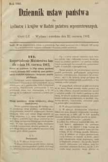 Dziennik Ustaw Państwa dla Królestw i Krajów w Radzie Państwa Reprezentowanych. 1902, cz. 60