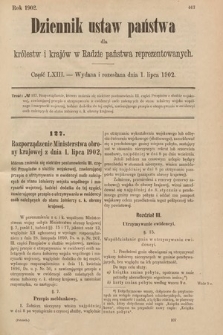 Dziennik Ustaw Państwa dla Królestw i Krajów w Radzie Państwa Reprezentowanych. 1902, cz. 63