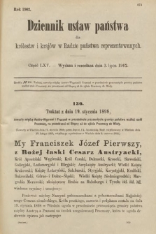 Dziennik Ustaw Państwa dla Królestw i Krajów w Radzie Państwa Reprezentowanych. 1902, cz. 65