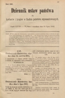 Dziennik Ustaw Państwa dla Królestw i Krajów w Radzie Państwa Reprezentowanych. 1902, cz. 68