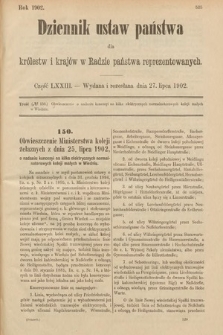 Dziennik Ustaw Państwa dla Królestw i Krajów w Radzie Państwa Reprezentowanych. 1902, cz. 73