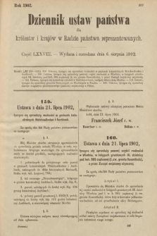 Dziennik Ustaw Państwa dla Królestw i Krajów w Radzie Państwa Reprezentowanych. 1902, cz. 78