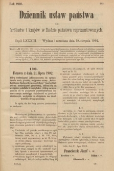 Dziennik Ustaw Państwa dla Królestw i Krajów w Radzie Państwa Reprezentowanych. 1902, cz. 83