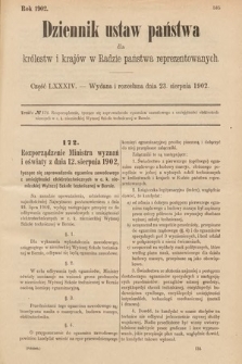 Dziennik Ustaw Państwa dla Królestw i Krajów w Radzie Państwa Reprezentowanych. 1902, cz. 84
