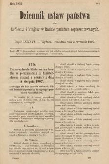 Dziennik Ustaw Państwa dla Królestw i Krajów w Radzie Państwa Reprezentowanych. 1902, cz. 86