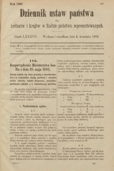 Dziennik Ustaw Państwa dla Królestw i Krajów w Radzie Państwa Reprezentowanych. 1902, cz. 87