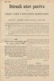 Dziennik Ustaw Państwa dla Królestw i Krajów w Radzie Państwa Reprezentowanych. 1902, cz. 91