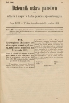 Dziennik Ustaw Państwa dla Królestw i Krajów w Radzie Państwa Reprezentowanych. 1902, cz. 93