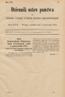 Dziennik Ustaw Państwa dla Królestw i Krajów w Radzie Państwa Reprezentowanych. 1902, cz. 97