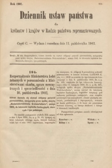 Dziennik Ustaw Państwa dla Królestw i Krajów w Radzie Państwa Reprezentowanych. 1902, cz. 100