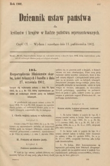 Dziennik Ustaw Państwa dla Królestw i Krajów w Radzie Państwa Reprezentowanych. 1902, cz. 101