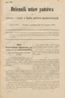 Dziennik Ustaw Państwa dla Królestw i Krajów w Radzie Państwa Reprezentowanych. 1902, cz. 107