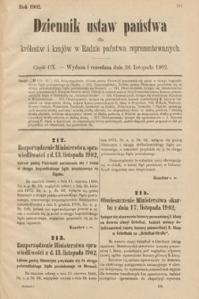 Dziennik Ustaw Państwa dla Królestw i Krajów w Radzie Państwa Reprezentowanych. 1902, cz. 110