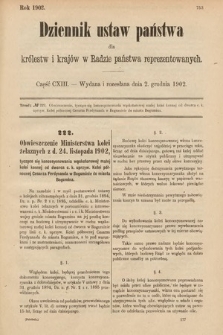 Dziennik Ustaw Państwa dla Królestw i Krajów w Radzie Państwa Reprezentowanych. 1902, cz. 113