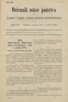 Dziennik Ustaw Państwa dla Królestw i Krajów w Radzie Państwa Reprezentowanych. 1902, cz. 115