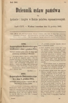 Dziennik Ustaw Państwa dla Królestw i Krajów w Radzie Państwa Reprezentowanych. 1902, cz. 116