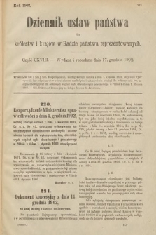 Dziennik Ustaw Państwa dla Królestw i Krajów w Radzie Państwa Reprezentowanych. 1902, cz. 118