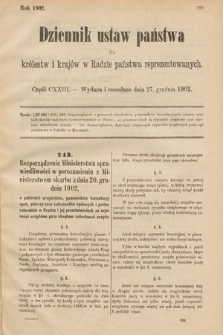 Dziennik Ustaw Państwa dla Królestw i Krajów w Radzie Państwa Reprezentowanych. 1902, cz. 123