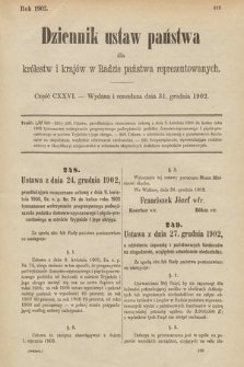 Dziennik Ustaw Państwa dla Królestw i Krajów w Radzie Państwa Reprezentowanych. 1902, cz. 126