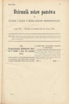 Dziennik Ustaw Państwa dla Królestw i Krajów w Radzie Państwa Reprezentowanych. 1901, cz. 7