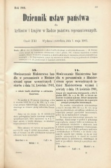 Dziennik Ustaw Państwa dla Królestw i Krajów w Radzie Państwa Reprezentowanych. 1901, cz. 21