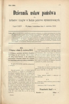 Dziennik Ustaw Państwa dla Królestw i Krajów w Radzie Państwa Reprezentowanych. 1901, cz. 24