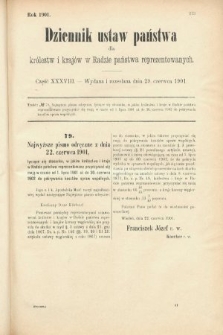 Dziennik Ustaw Państwa dla Królestw i Krajów w Radzie Państwa Reprezentowanych. 1901, cz. 38