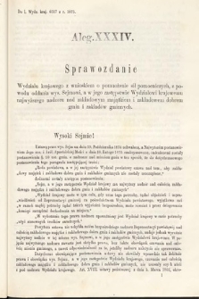 [Kadencja III, sesja VI, al. 34] Alegata do Sprawozdań Stenograficznych z Szóstej Sesyi Trzeciego Peryodu Sejmu Krajowego Królestwa Galicyi i Lodomeryi Wraz z Wielkiem Księstwem Krakowskiem z roku 1875. Alegat 34