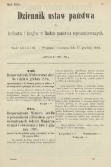 Dziennik Ustaw Państwa dla Królestw i Krajów w Radzie Państwa Reprezentowanych. 1894, cz. 88
