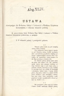 [Kadencja III, sesja VI, al. 44] Alegata do Sprawozdań Stenograficznych z Szóstej Sesyi Trzeciego Peryodu Sejmu Krajowego Królestwa Galicyi i Lodomeryi Wraz z Wielkiem Księstwem Krakowskiem z roku 1875. Alegat 44