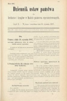 Dziennik Ustaw Państwa dla Królestw i Krajów w Radzie Państwa Reprezentowanych. 1907, cz. 10