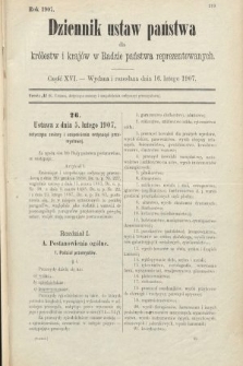 Dziennik Ustaw Państwa dla Królestw i Krajów w Radzie Państwa Reprezentowanych. 1907, cz. 16