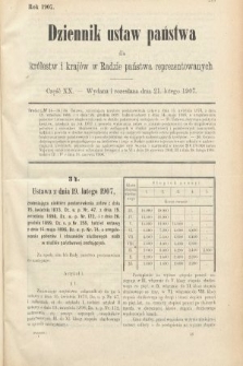 Dziennik Ustaw Państwa dla Królestw i Krajów w Radzie Państwa Reprezentowanych. 1907, cz. 20